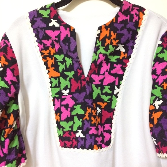 VINTAGE PSYCHEDELIC SHIRT ABSTRACT PRINT HIPPIE GROOVY COLORFUL 60S 70S - Picture 2 of 8